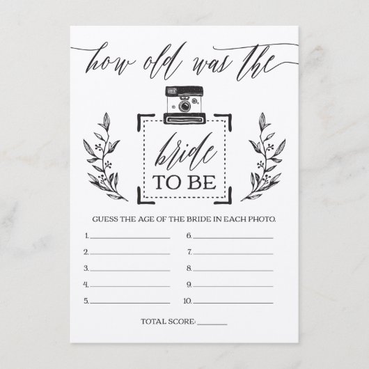 RusticHow Old Was the Brideブライダルシャワーゲーム エンクロージャーカード (正面)