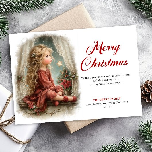 Rusticmode Little Girl Awaits Santa Digital   シーズンカード