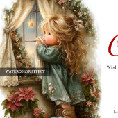 Rusticmode Little Girl Awaits Santa Digital   シーズンカード