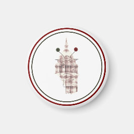 Rústico Vermelho Catedral Sketch Urbano マグネット