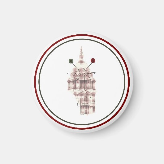 Rústico Vermelho Catedral Sketch Urbano マグネット (正面)