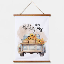 Rustics Happy Thanksgiving Truck Pumpkin  吊り下げ型タペストリー
