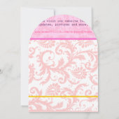 RusticVintageビクトリアン Pink Damask写真結婚の 招待状 (裏面)