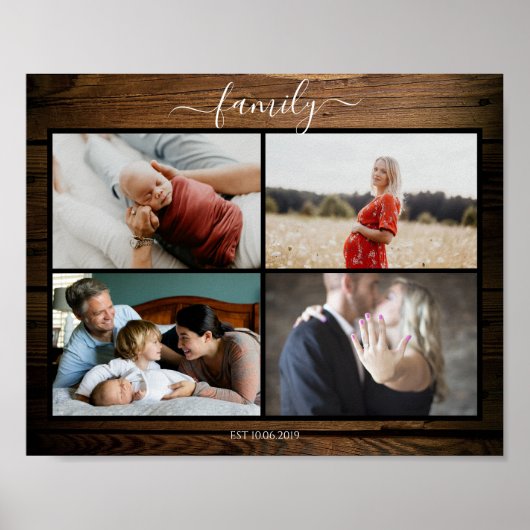 Rustikal Kundenspezifisches Familie Foto Poster ポスター (正面)