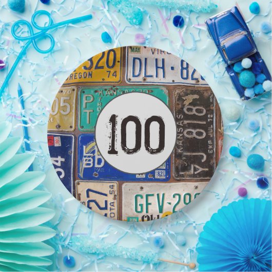 Rustyライセンスプレート100誕生日 ペーパープレート (パーティー)