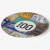 Rustyライセンスプレート100誕生日 ペーパープレート (アングル)