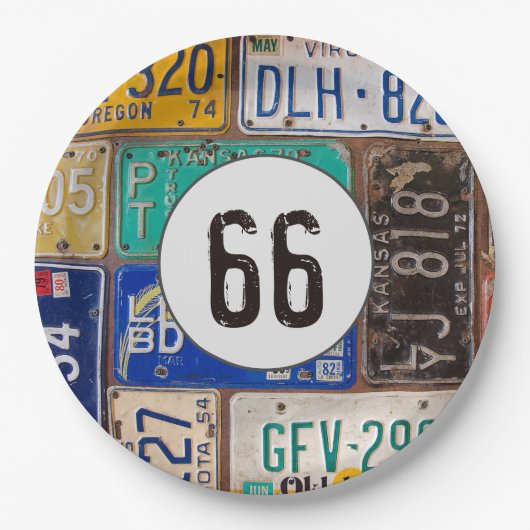 Rustyライセンスプレート66誕生日 ペーパープレート (正面)