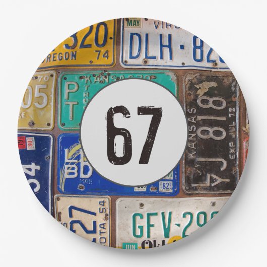 Rustyライセンスプレート67th誕生日 ペーパープレート (正面)