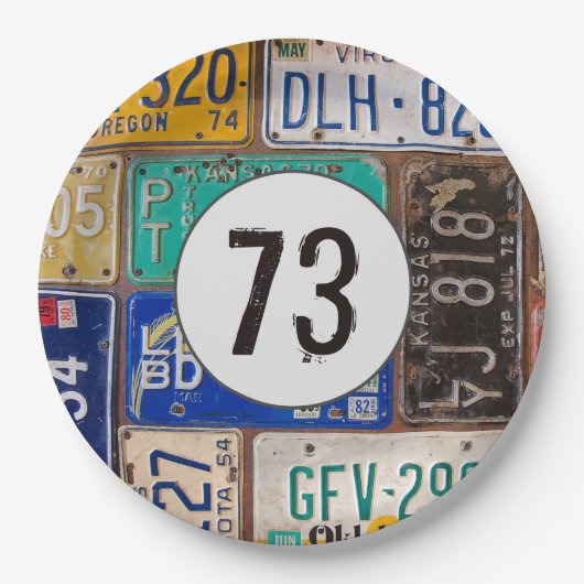 Rustyライセンスプレート73rd誕生日 ペーパープレート (正面)