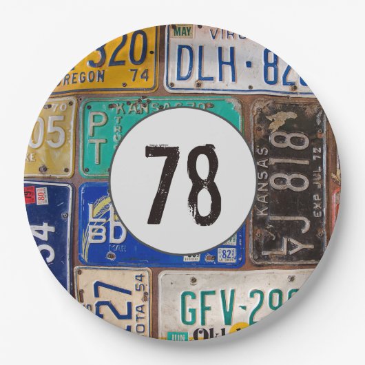 Rustyライセンスプレート78誕生日 ペーパープレート (正面)