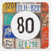 Rustyライセンスプレート80誕生日 スクエアシール (正面)