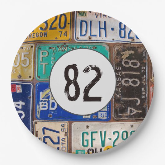 Rustyライセンスプレート82nd誕生日 ペーパープレート (正面)