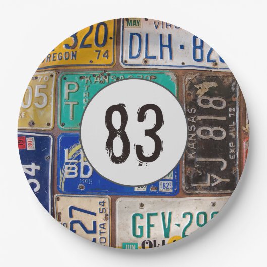 Rustyライセンスプレート83rd誕生日 ペーパープレート (正面)