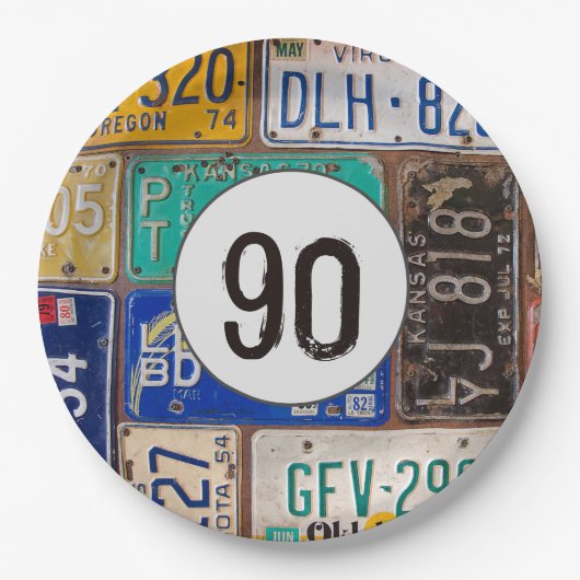 Rustyライセンスプレート90誕生日 ペーパープレート (正面)