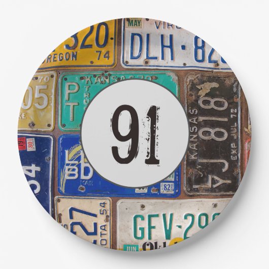 Rustyライセンスプレート91st誕生日 ペーパープレート (正面)