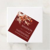 Rusty Burgundy Brown Floral Flower Wedding フェイバータグ (インサイチュ)