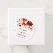 Rusty Burgundy Brown Floral Flower Wedding フェイバータグ (インサイチュ)