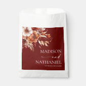 Rusty Burgundy Brown Floral Flower Wedding フェイバーバッグ (正面)