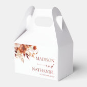 Rusty Burgundy Brown Floral Flower Wedding フェイバーボックス (裏面サイド)