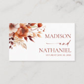 Rusty Burgundy Brown Floral Flower Wedding プレイスカード (裏面)