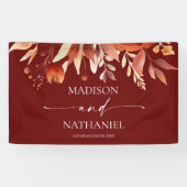 Rusty Burgundy Brown Floral Flower Wedding 横断幕 (横)