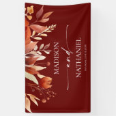 Rusty Burgundy Brown Floral Flower Wedding 横断幕 (縦)