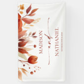 Rusty Burgundy Brown Floral Flower Wedding 横断幕 (縦)