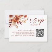 Rusty Burgundy Floral QR Code Wedding RSVP Card (正面)
