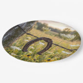 Rusty Horseshoe on Barbed Wire Fence ペーパープレート (アングル)