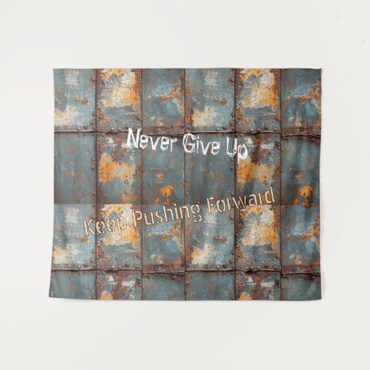 Rusty Metal Industrial 2 Text タペストリー (正面(横))