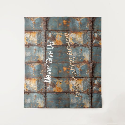 Rusty Metal Industrial 2 Text タペストリー (正面)