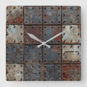 Rusty Metal Wall Clock スクエア壁時計 (正面)