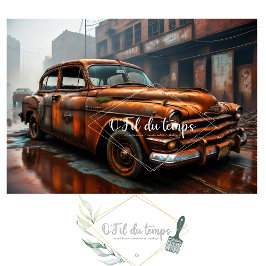 Rusty old car no3 post-apocallyptic Tissue paper  薄葉紙