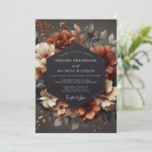 Rusty Orange Floral Harvest Wedding 招待状 (スタンド正面)