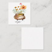 Rusty Pink Rose Flowers Trendy Script Name スクエア名刺 (正面/裏面)