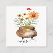 Rusty Pink Rose Flowers Trendy Script Name スクエア名刺 (正面)