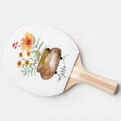 Rusty Pink Rose Flowers Trendy Script Name 卓球ラケット (横)