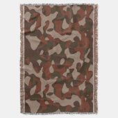 Rusty Red and Dark Olive Camo abstract スローブランケット (正面縦)