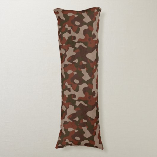 Rusty Red and Dark Olive Camo abstract ボディピロー (正面縦)