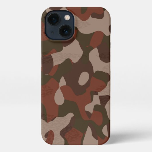 Rusty Red and Dark Olive Camo abstract iPhoneケース (裏面)