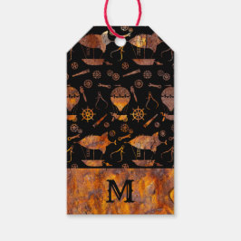 Rusty Steampunk飛カラフル行船モノグラム ギフトタグ