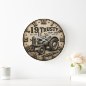 Rusty Tractor Vintage Farm ラージ壁時計 (ホーム)
