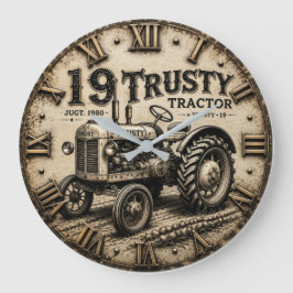 Rusty Tractor Vintage Farm ラージ壁時計