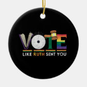 Ruthのように投票あなたをガヴェルfeminists Lgbtプライド セラミックオーナメント (正面)