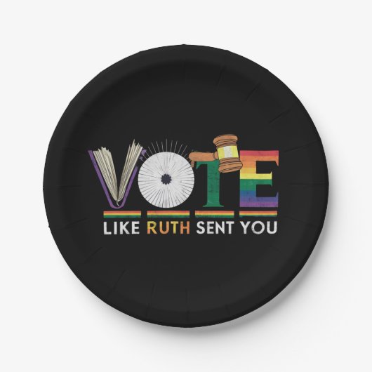 Ruthのように投票あなたをガヴェルfeminists Lgbtプライド ペーパープレート (正面)