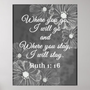 Ruth 1:16どこに行けばChalkboard聖書に行く ポスター