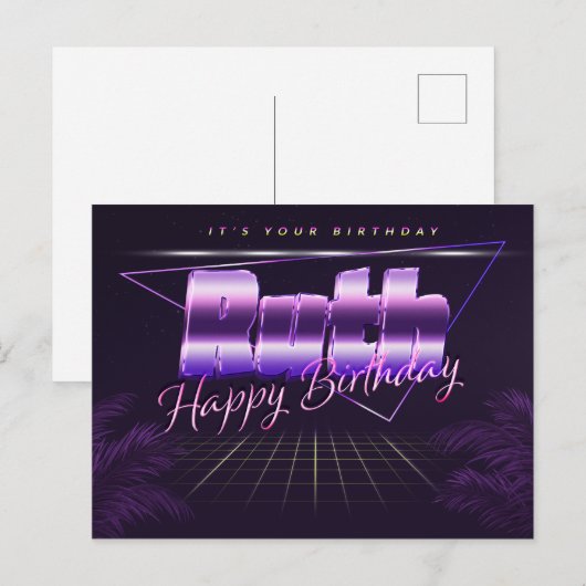 Ruth Name Vorname lila Postkarte Geburtstag ポストカード (正面/裏面)