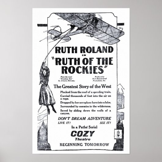 Ruth Roland 1920年のヴィンテージ広告ポスター ポスター (正面)