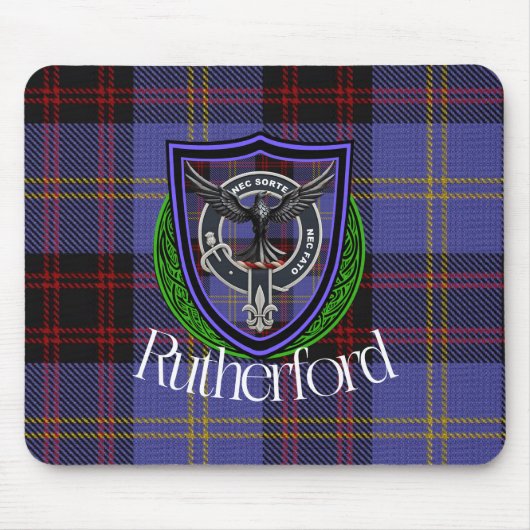 Rutherford Scottish Clan Tartan and Crest  マウスパッド (正面)