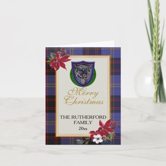 Rutherford Scottish Clan Tartan & Crest カード (正面)